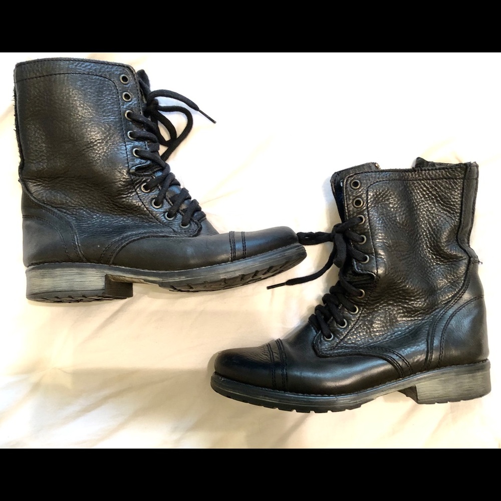 Genuine Leather Steve Madden Black Combat Boots